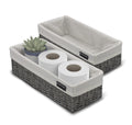 BROOKSTONE [2 PACK SET] Wicker Storage Basket, Boho Organization and Storage Container, Decorative Shelf Bin, Over the Toilet Pa