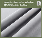 Pi Blackout Door Curtain,Privacy Tie Up Shade Thermal Insulated Small Door Curtain For Classroom/Sliding Door/Front Door 1 Panel (W34Xl40,Light Grey)