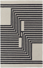 HomeRoots 514382 9 x 12 ft. Gray Ivory & Black Wool Abstract Hand Tufted Handmade Rectangle Area Rug