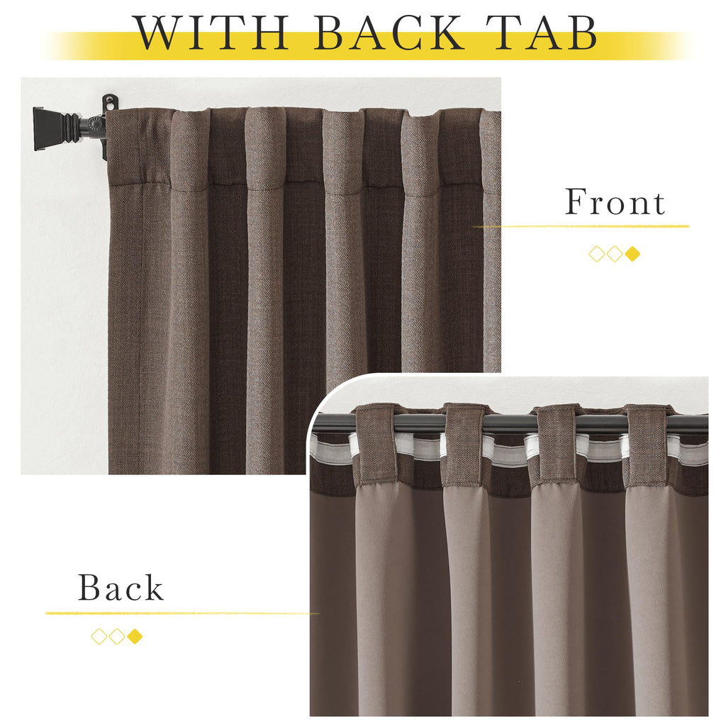Nicetown Room Darkening Linen Curtains For Living Room, Pinch Pleated Faux Linen Blend Thermal Insulated Sound Proof Window Drap