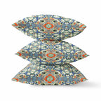 HomeRoots Blue Cream Orange Blue Cream Cloverleaf Boho Suede Throw Pillow