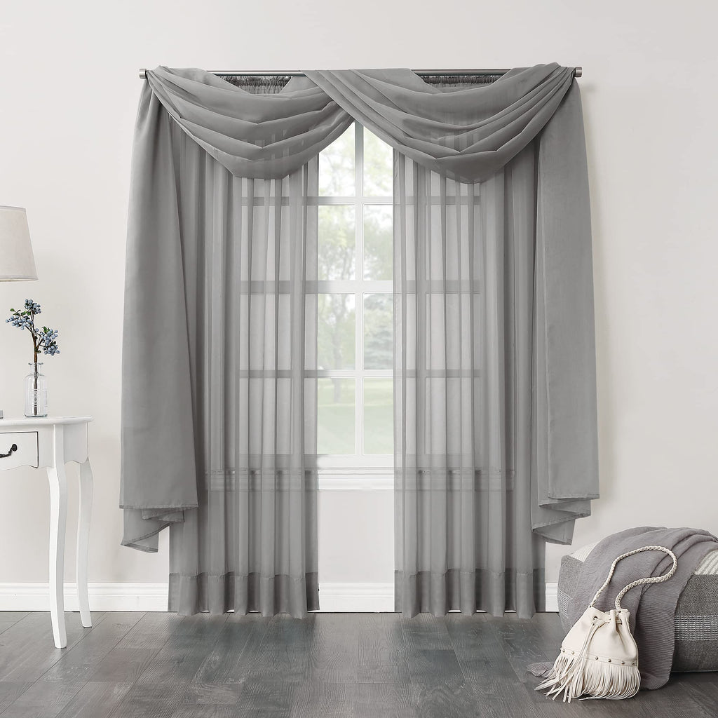 No. 918 53566 Emily Sheer Voile Rod Pocket Curtain Panel, 59'' X 63'', Charcoal (Single Panel Only)