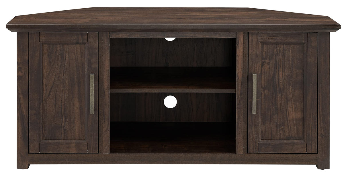 Crosley Furniture Camden TV Stand for 50+ inch TVs, Dark Walnut, 48-inch Corner, Adjustable Shelves, Model CF101248-DW