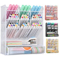 Spacrea Pen Holder Desk Organizer - Desk Organizers And Accessories, Pencil Holder With 10 Compartments And 1 Drawer(White)