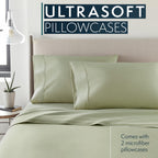 Hc Collection King Pillow Cases Set Of 2- Microfiber, Extra Soft Pillowcases - Easy Care & Machine Washable - Sage