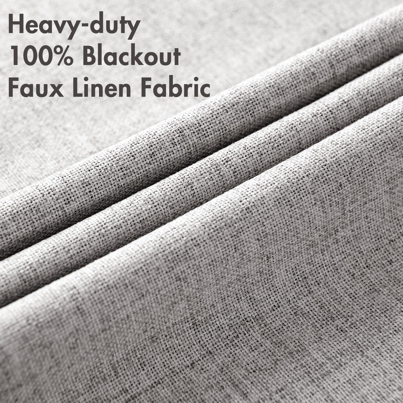 Miulee Linen Texture Curtains For Bedroom Solid 100% Blackout Thermal Insulated Greyish White Curtains Grommet Room Darkening Curtains/Draperies For Living Room Nursery 52X96 Inch (2 Panels)