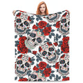 Docsckus Ultra-Soft Microfiber Throw Blanket 330 Gsm Fuzzy Fleece Blanket For Adults Kids Gift Couch, Sofa, Bed Skull Rose 50'X