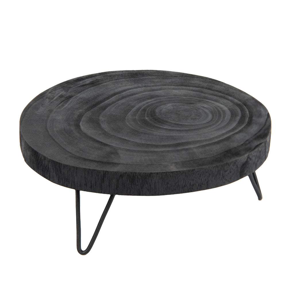 Creative Co-Op Decorative Paulownia Wood Pedestal, Black, 11''
