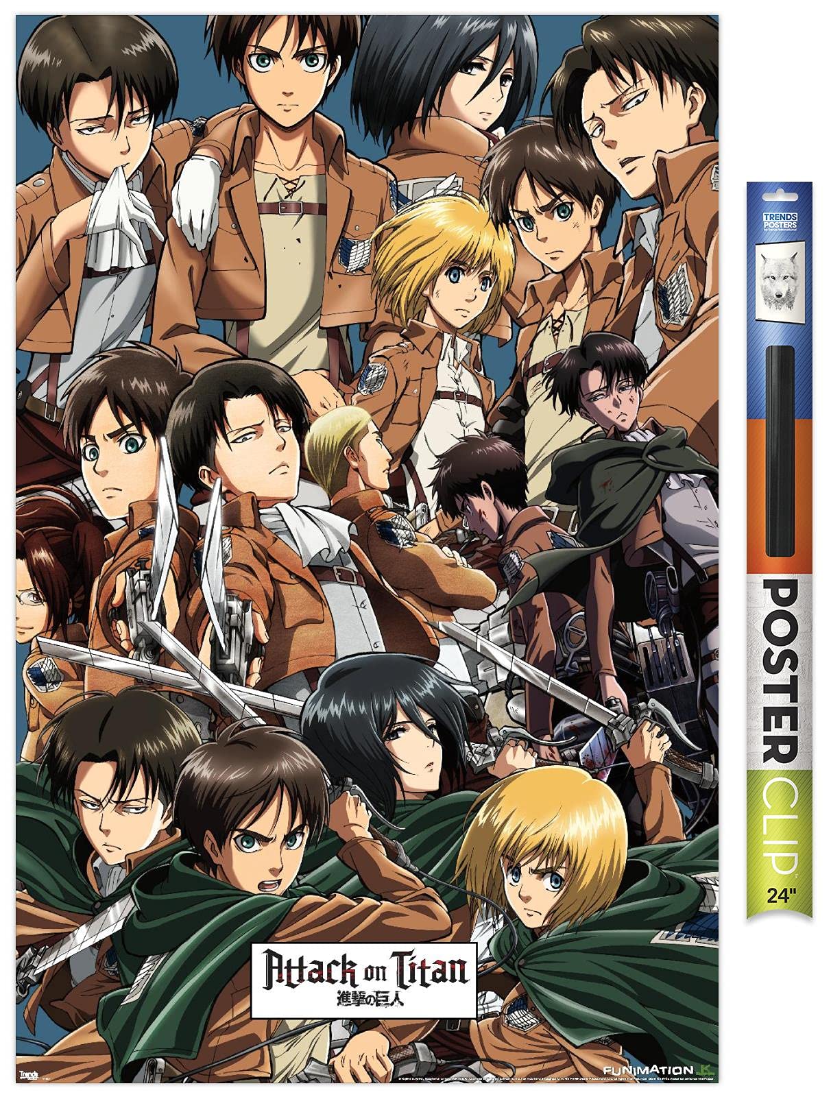 Trends International Attack on Titan - Collage Wall Poster, 22.375 x 34, Poster & Clip Bundle