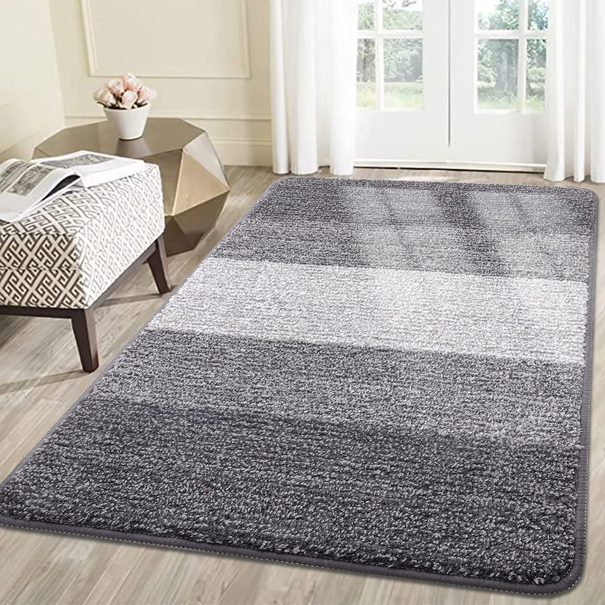 Kitinjoy Indoor Door Mat, 59X36 Non-Slip Absorbent Dirt Trapper Entrance Mat, Low-Profile Washable Inside Floor Mat, Durable Sof