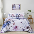 Floral Quilt Set Queen 3 Pieces Light Blue Floral Quilt Coverlet Set Soft Microfiber Lightweight Light Blue Quilted Bedspread fo