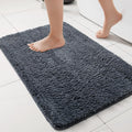 LUCRE Rectangular Bathroom Door Mats, Anti Slip, Water Soak, Size 40X60 Cm, (Grey) Pack of 1, Microfiber