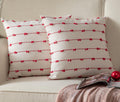 Caflife Boho Christmas Throw Pillow Covers 18X18 Inches Beige And Red, Set Of 2 Modern Farmhouse Holiday Decorative Pillow Cover