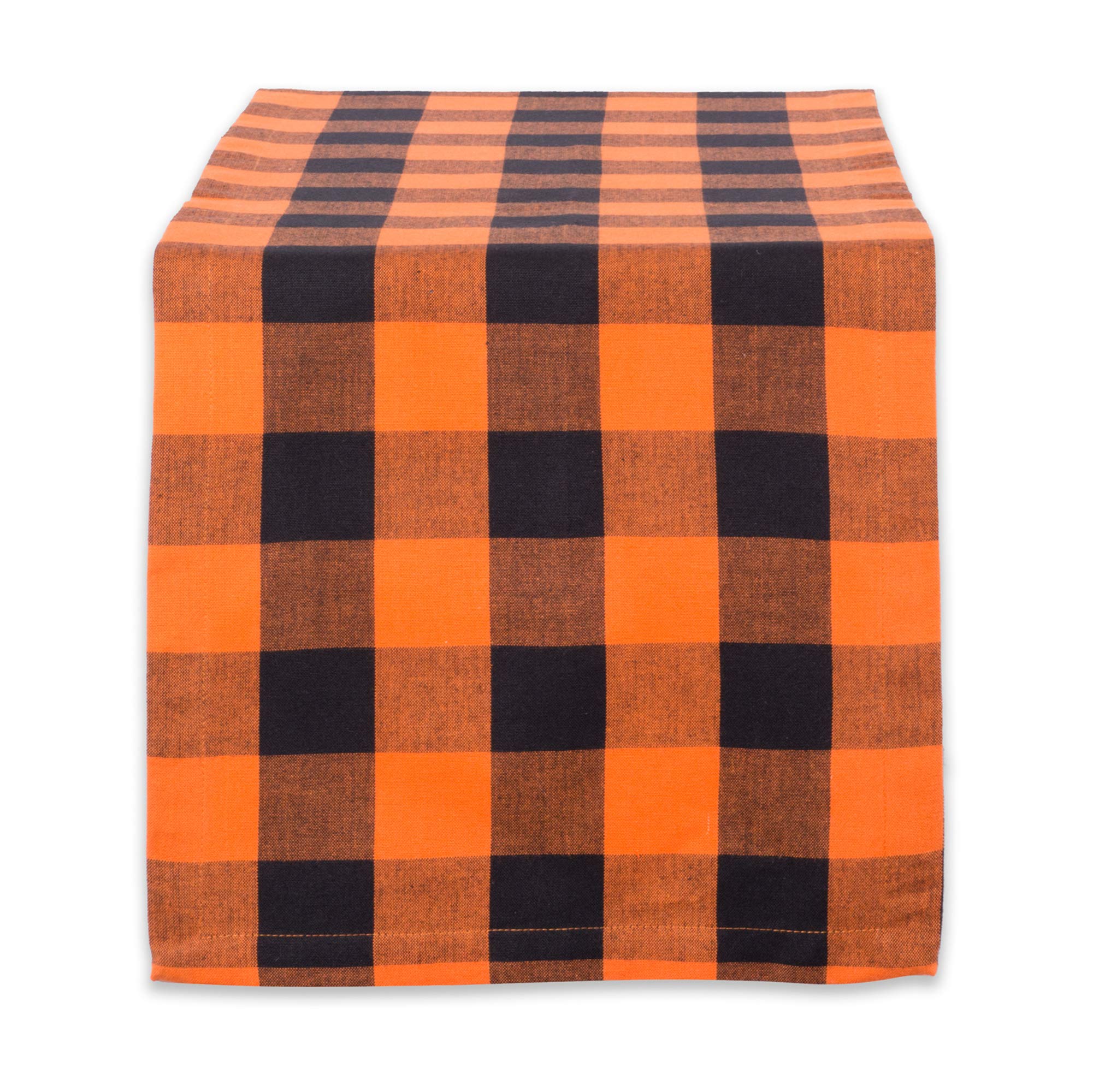 DII Buffalo Check Collection, Classic Farmhouse Table Runner, 14x72, Orange & Black