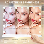 Slimoon Hollywood Vanity Mirror With Lights, 15 Dimmable Led Bulbs 3 Color Lighted Makeup Mirror With Detachable 10X Magnificati