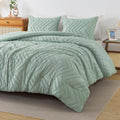 Andency Sage Green Comforter Set Queen, Boho Soft Fluffy Warm Lightweight Bedding Comforter Sets For Queen Bed, 3 Pieces Light G