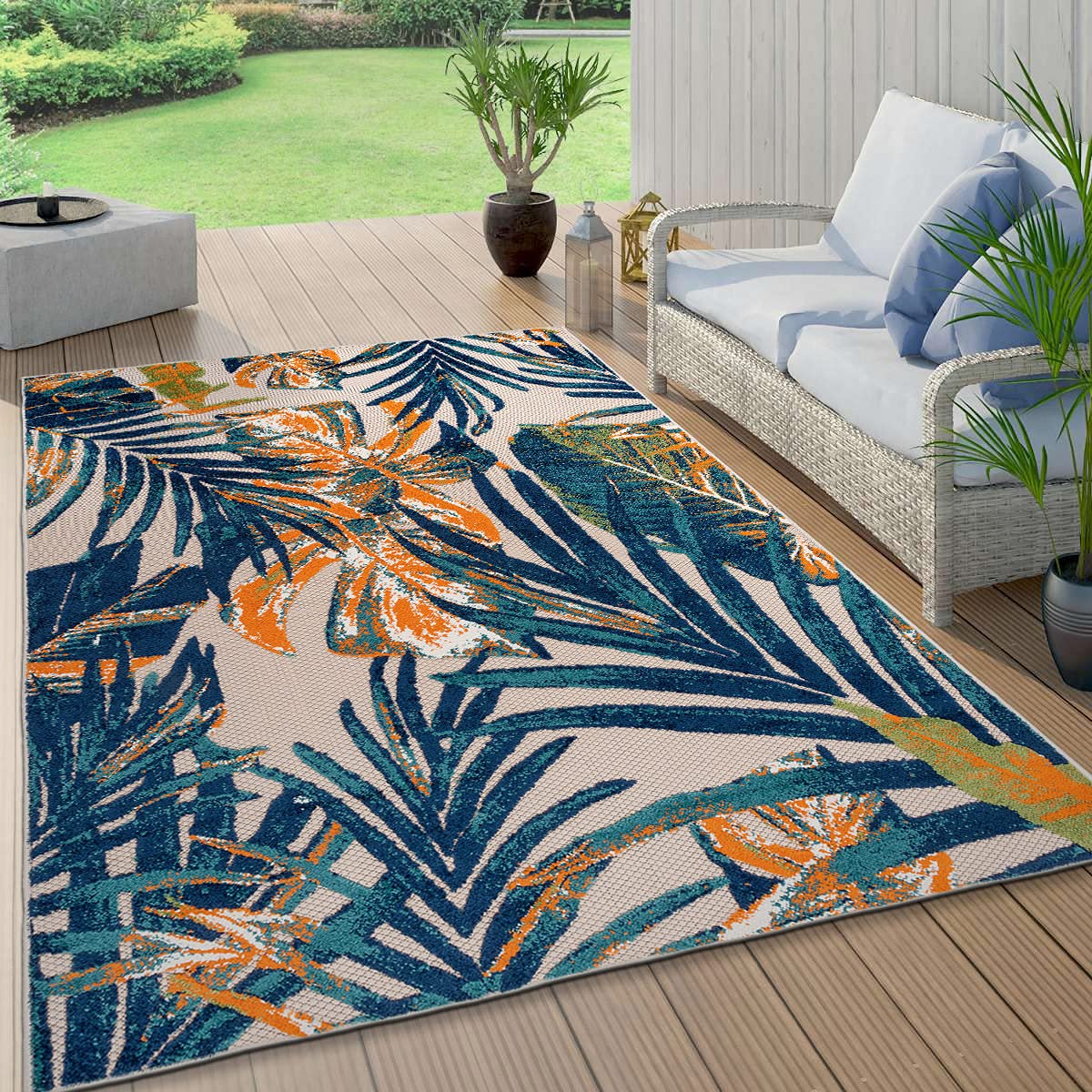 Rugshop Tropical Floral Leaves Indoor/Outdoor Area Rug 5 x 7 Multi
