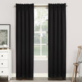 Sun Zero Easton Energy Saving Blackout Rod Pocket Curtain Panel, 40' X 63', Black