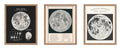 Poster Master 3-Piece Moon Wall Art Set - Lunar Home Decor, Astrological Room Decoration Poster, Black & White Moon Design, Gift