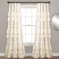 Lush Decor Kemmy Curtain | Ruffled, Textured Shabby Chic Style Window Panel for Living, Dining Room, Bedroom (Single), 84    x 5