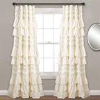 Lush Decor Kemmy Curtain | Ruffled, Textured Shabby Chic Style Window Panel for Living, Dining Room, Bedroom (Single), 84    x 5