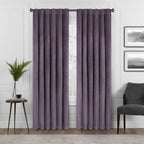 Eclipse Harper Velvet Rod Pocket Curtains for Bedroom, Single Panel, 50 in x 95 in, Plum
