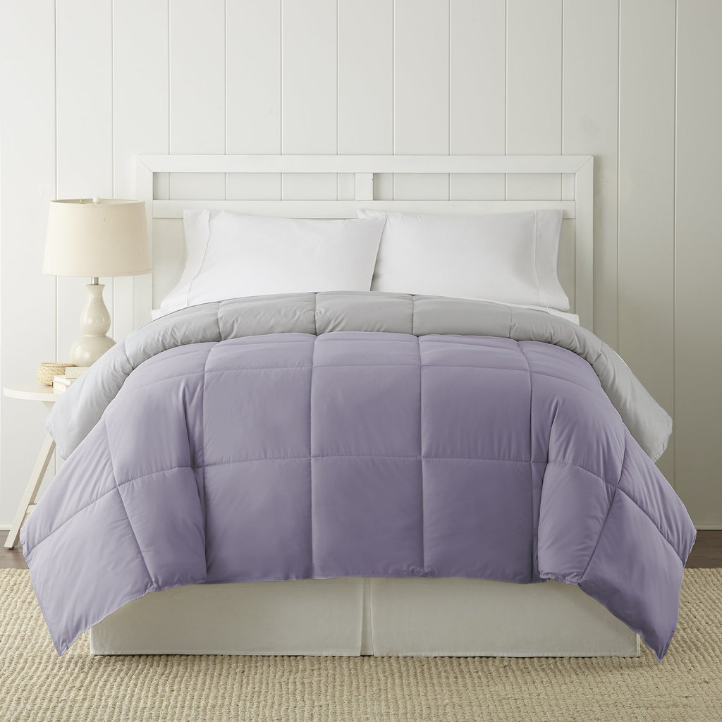 Modern Threads Down Alternative Microfiber Quilted Reversible Comforter & Duvet Insert - Soft, Comfortable Alternative To Goose Down - Bedding For All Seasons Amethyst/Silver King