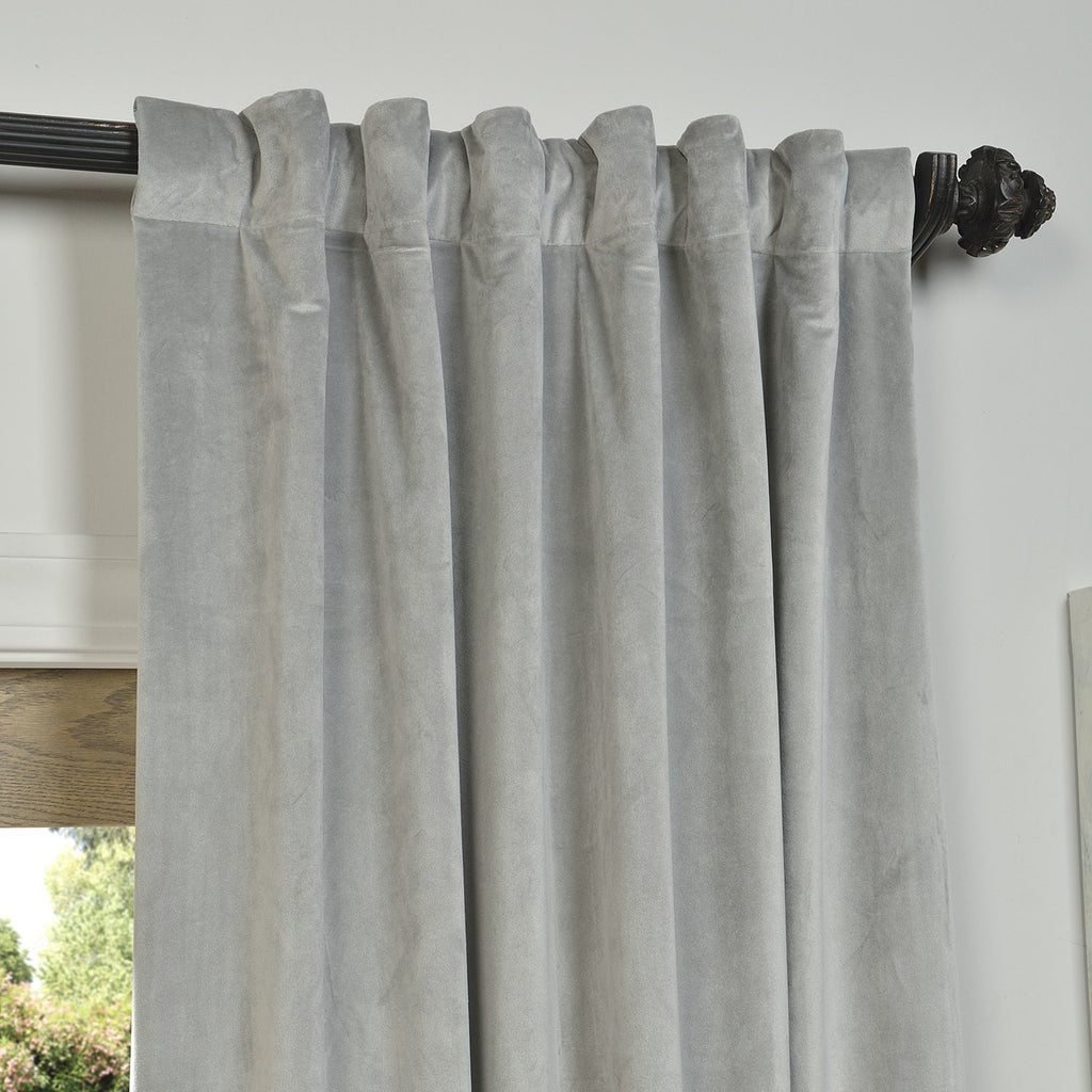 Hpd Half Price Drapes Signature Velvet Thermal Blackout Curtains For Living Room 108 Inch Long (1 Panel) Rod Pocket Insulated Blackout Curtains For Bedroom Window Curtains, 50W X 108L, Silver Grey