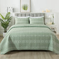 Andency Sage Green Quilt Set Queen (90X96 Inch), 3 Pieces(1 Striped Triangle Printed Quilt And 2 Pillowcases), Bohemian Summer L