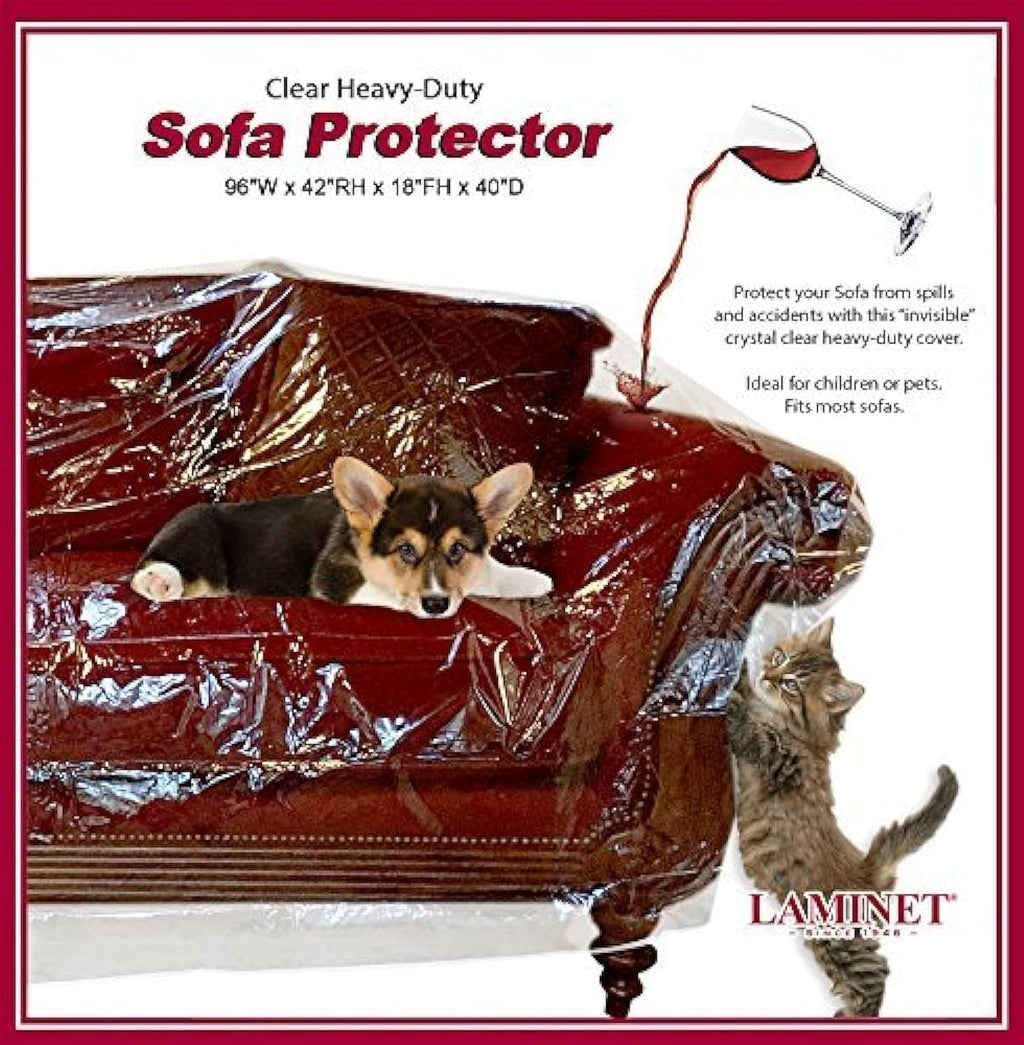 Laminet Thick Crystal Clear Heavy-Duty Water Resistant Sofa/Couch Cover - Perfect For Protection Against Cat/Dog Clawing, Kids And Grandkids!!! - Sofa - 42' Bh X 18' Fh X 96”W X 40”D