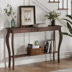 Choochoo 47 Inch Narrow Console Table With Drawer, Chic Accent Sofa Entryway Table With Shelves For Entryway, Living Room, Hallway, Espresso