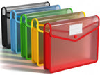 Umriox Plastic File Folders, 5 Pack A4 Poly Envelope Expanding File Wallet Document Folder With Snap Button Closure & Label Pock