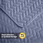 Maple&Stone Quilt Set Oversized King Size, 128''X120'' Lightweight Mineral Blue Bedspread Ultrasonic Chevron Pattern Light Cover