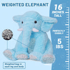 Elephant Weighted Stuffed Animals 5 Lbs 16 Inches Pink, Large Weighted Elephant Plushie Cuddly Pillow Gift For Kids & Adults