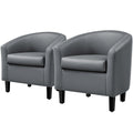 Topeakmart Leather Accent Chair, Modern And Comfy Faux Leather Barrel Chair, Upholstered Club Chair With Wooden Legs For Living