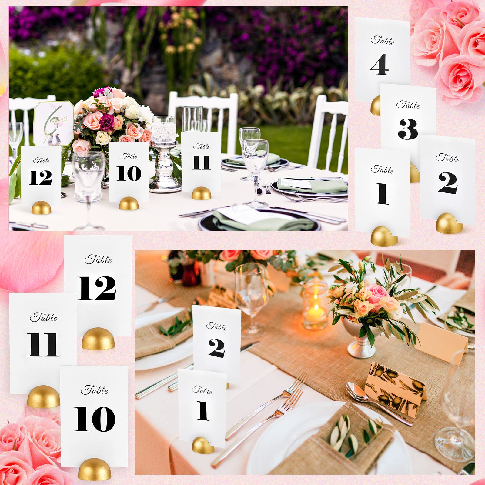 20 Pieces Table Number Cards Round Table Number Stands Modern Cursive Table Number 1-20 For Wedding Reception Anniversary Party
