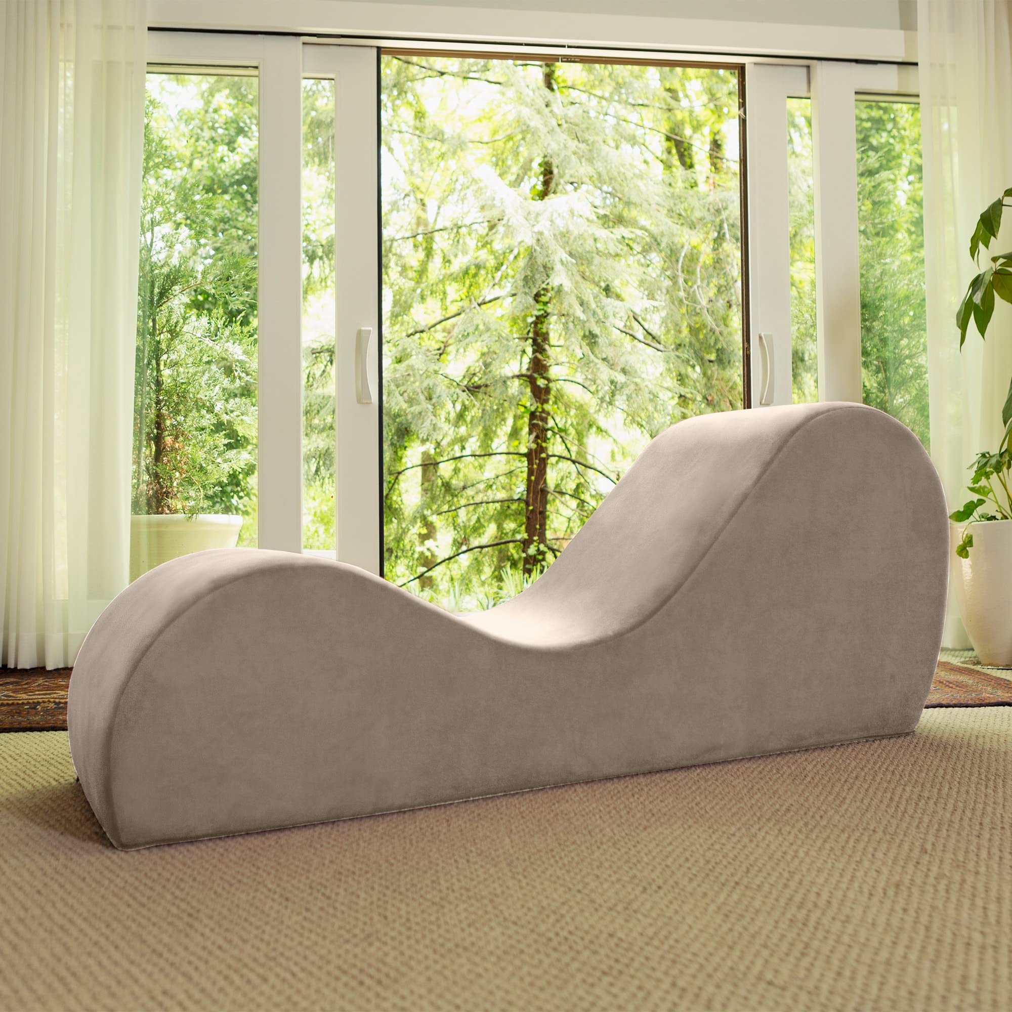 Avana Sleek Chaise Lounge For Yoga - Made In The Usa - Great For Stretching, Relaxation, Exercise & More, 60D X 18W X 26H Inch, Beige