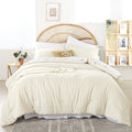 Weigelia Queen Comforter Set Boho Bed Comforter Set 7Pc Ivory Comforter Queen Size Bed In A Bag Soft All Season Microfiber Comfo