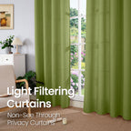 Bgment Curtains 63 Inch Length 2 Panels Set For Bedroom, Grommet Thick Linen Look Burlap Textured Light Filtering Privacy Window Drapes For Farmhouse Living Room, 42 X 63 Inch, Olive Green