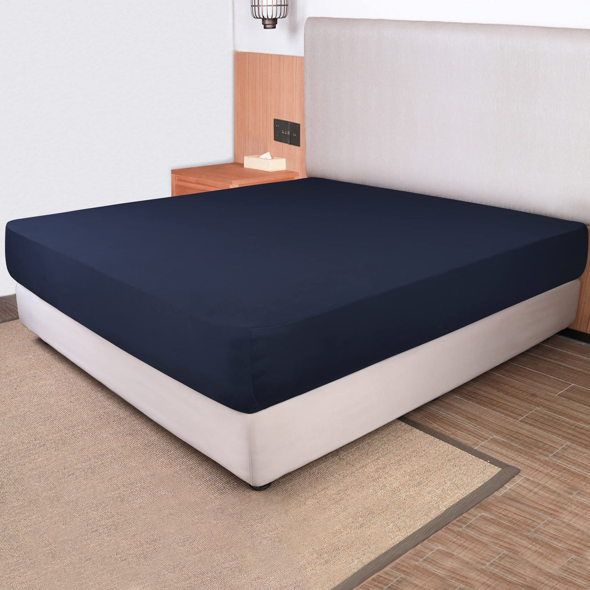 Queen Size Fitted Sheet Only  4Way Stretch Knit, Snug Fit, Wrinkle Free & Stay In Place, No More Slipping Off For Mattress, So