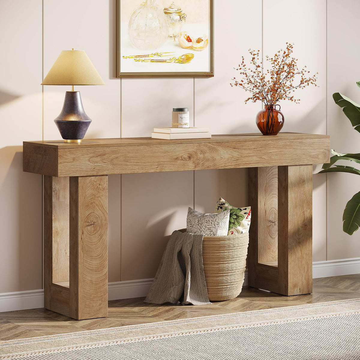Tribesigns 63-Inch Long Console Table, Wooden Rectangular Sofa Table Behind The Couch, Farmhouse Entryway Table for Entrance, Ha