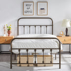 Yaheetech Classic Metal Platform Bed Frame Mattress Foundation With Victorian Style Iron-Art Headboard/Footboard/Under Bed Storage/No Box Spring Needed/Twin Size Bronze