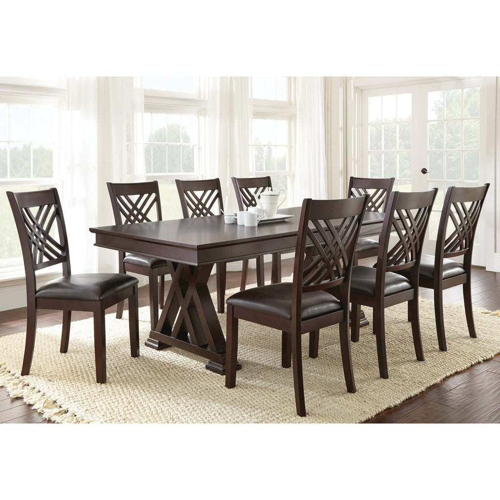Steve Silver Company Adrian Side Chair, Set of 2 Chairs, Faux Leather Dining Room Chairs, Vegan Leather, Designer X Back, Espresso Cherry Finish, 19" L x 24" W x 40" H, Brown