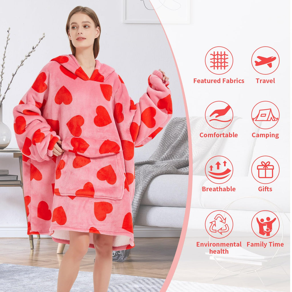 Fiosnow Love Blanket Hoodies For Women And Men Adult Oversize Wearable Blanket Hoodies For Soft And Warm