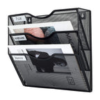 Pag Hanging Wall File Holder Mail Organizer Wall Mount Document Letter Rack, 3-Tier, Black