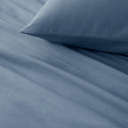 Comfort Spaces 100% Cotton Sheet Set Breathable, Lightweight, Soft With 14' Elastic Pocket Fits Up To 16' Mattress, All Season Cozy Bedding, Matching Pillow Case, Queen Blue 4 Piece