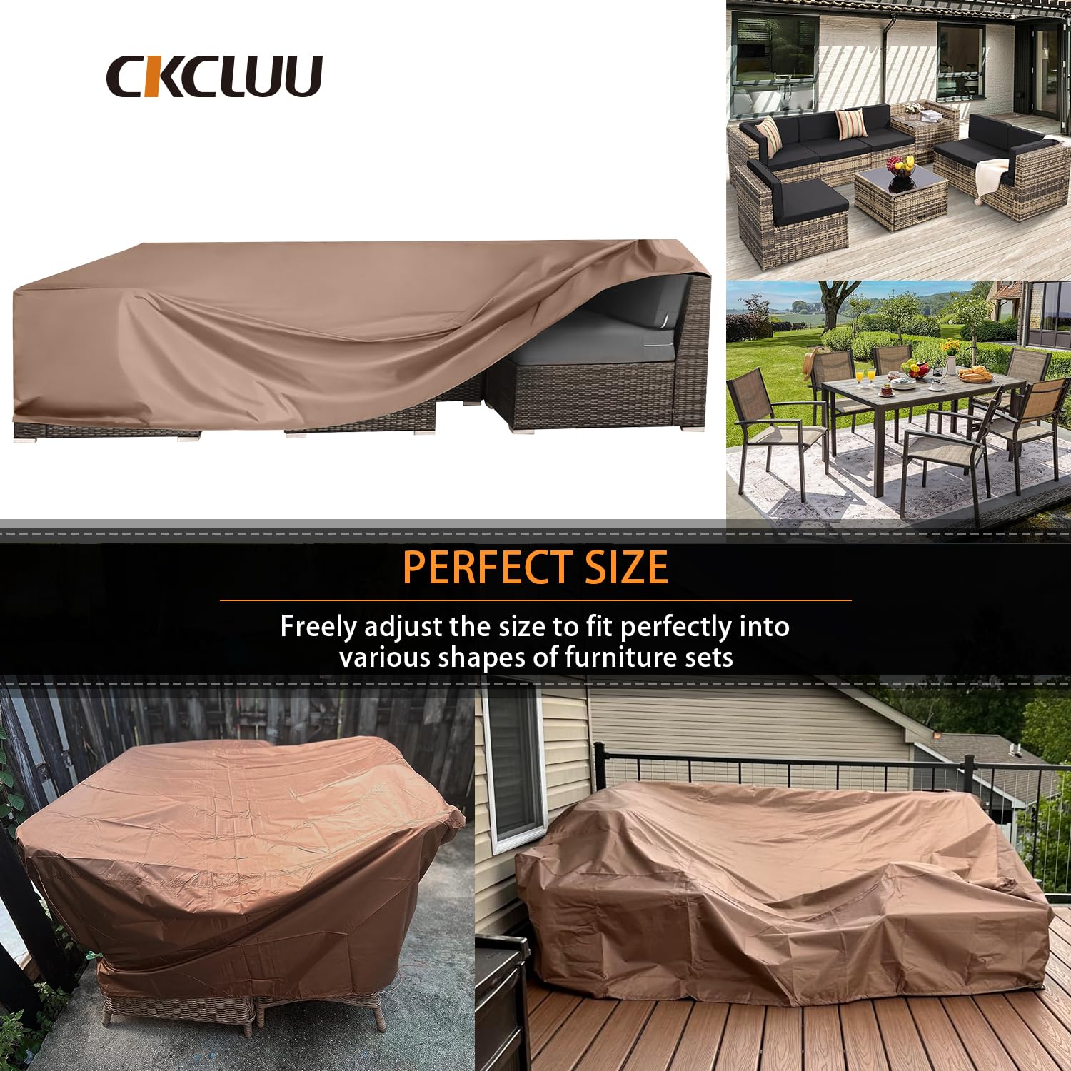 Ckcluu Patio Furniture Cover Waterproof Outdoor Furniture Covers Heavy Duty Outdoor Sectional Sofa Set Covers Outdoor Table And Chair Set Covers Water Resistant Large 126' L X 63' W X 28' H