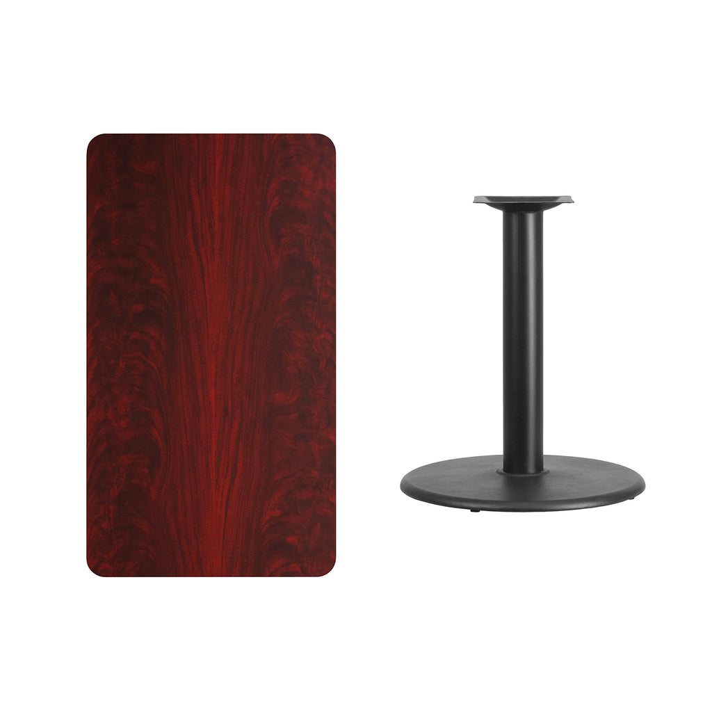 Flash Furniture 24'' x 42'' Rectangular Mahogany Laminate Table Top with 24'' Round Table Height Base
