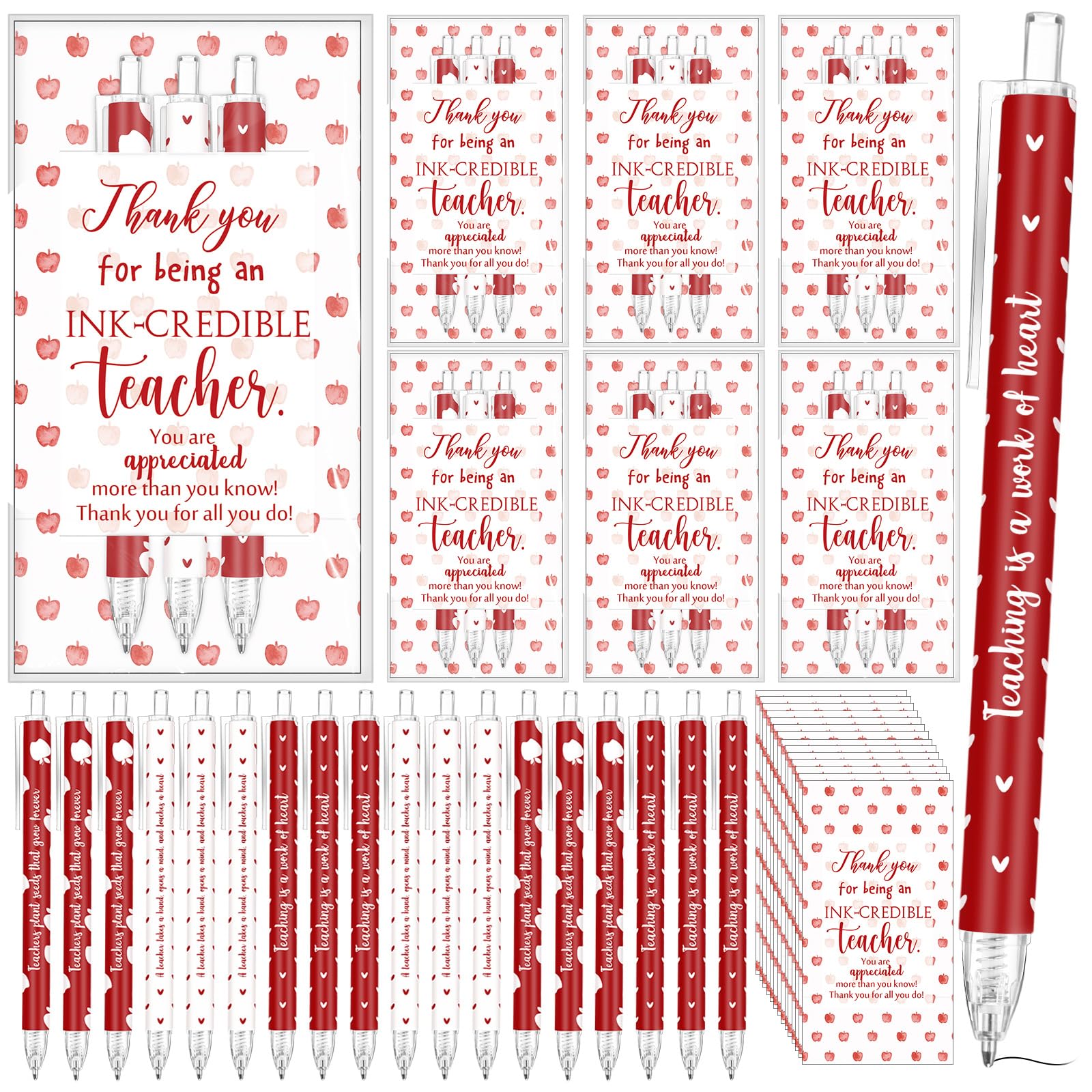 Sayglossy 12 Sets Valentines Day Teacher Appreciation Gifts 36 Ballpoint Pens 12 Cards And 12 Bags Employees Inspirational Thank