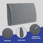 HOMBYS Lumbar Support Pillow for Recliner Chair, Memory Foam Back Support Cushion, Grey, 20"x13.5"x5"